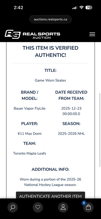 Bauer Vapor Flylite Pro Stock Hockey Skates - Max Domi - 8D (Used)