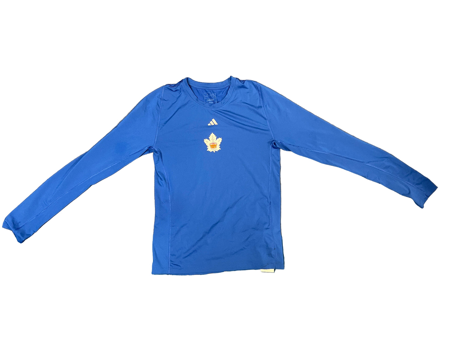 Adidas Techfit Compression Long Sleeve Shirt - Royal Blue - Toronto Marlies Issued